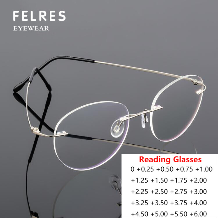 Reading Glasses Round Rimless Glasses Rimless Metal Reading