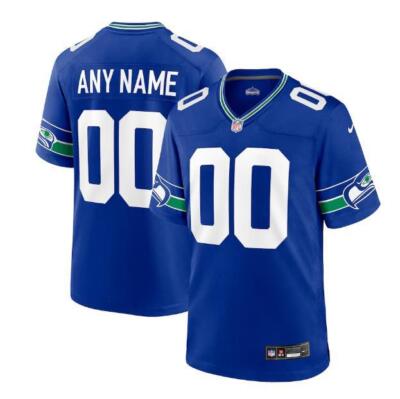 Men Seahawks Royal Throwback Custom Jersey All Stitched