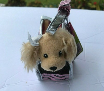  Micro Pucci Pups & Friends in carrier: golden retriever leopard print bag 2 pc.