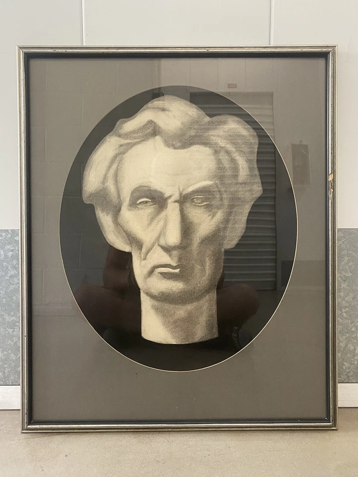 🔥 Pintura Dibujo Retrato Inusual Antigua Guerra Civil Americana Abraham LINCOLN Foto 2 de 4