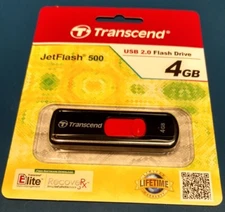 Transcend JetFlash 500 4GB Flash Drive. USB 2.0 Interface.