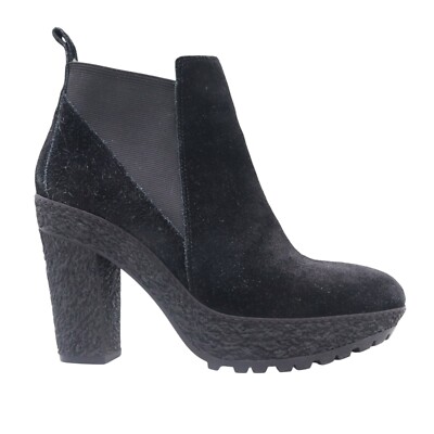 Diane von Furstenberg Paisley Sz 8M Black Lug Sole Chelsea Platform Ankle Boots