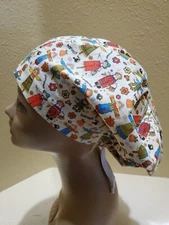 Scarecrows (fall) Women's  Euro/Chef Surgical Scrub Hat/Cap Handmade