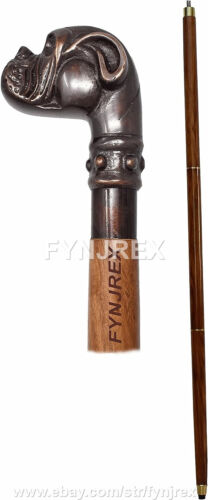 Antique Brass walking Stick Cane with Bull Dog Head Shape Handle Vintahe Look - Picture 8 of 10