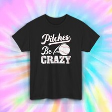 Camiseta Pitches Be Crazy | Camiseta de béisbol divertida | Camiseta para fanáticos de los deportes | S-5XL
