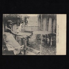 Old postcard Madagascar / Tamatave / weaving a rabane