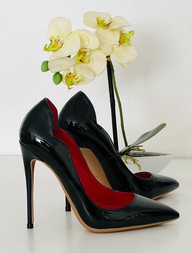 Damen Pumps Schwarz Lack Rote Sohle High Heels Stilettoabsatz Party - Bild 4 von 4