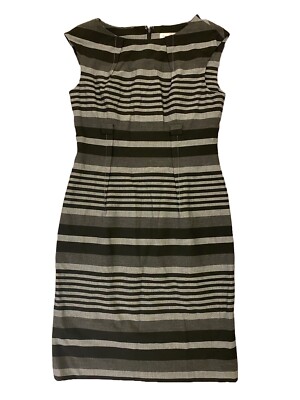Calvin Klein Women's Sleeveless Striped Fitted Dress Black/Gray