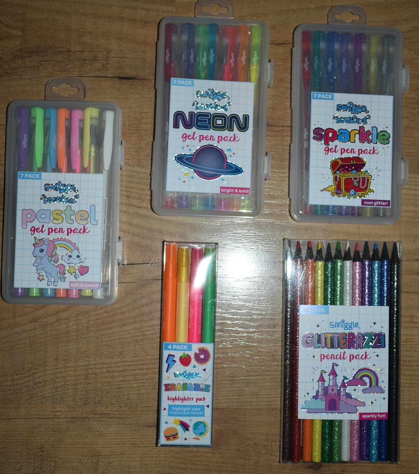 Smiggle Gel Pens Pencils Packs Sparkle Neon Glitter Scented Stationery