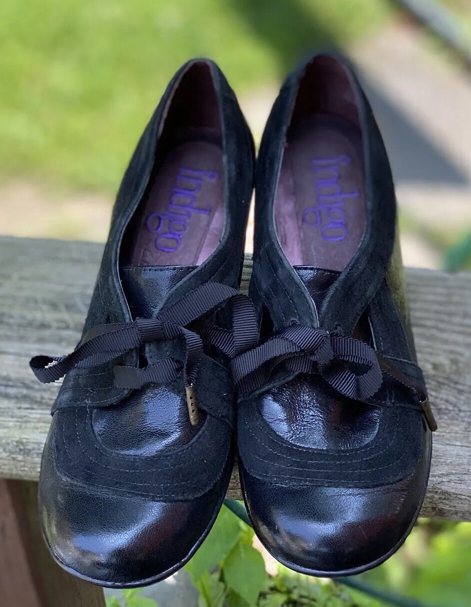 Indigo By Clarks Black Lea Jungle Java Pumps Leat… - image 3