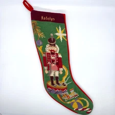 "Katelyn" VTG 1991 IMPERIAL ELEGANCE Christmas STOCKING Needlepoint Embroidery