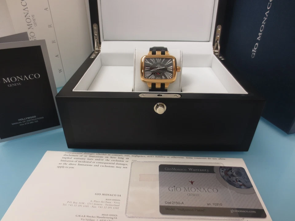 Relógio feminino Gio Monaco 215G-A Hollywood ouro IP números romanos couro preto - Imagem 3 de 4