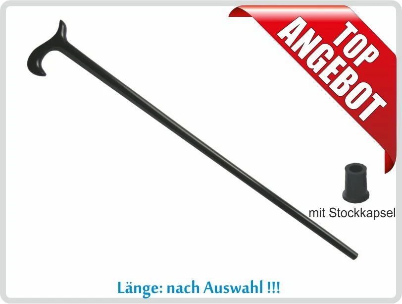 SANI-ALT Gehstock aus Holz schwarz, Gehstock Holz, Gehilfe für Herren mit Stockkapsel
