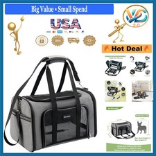 Large Grey Soft Sided Pet Carrier for Cats  Small Dogs Up to 25 lbs