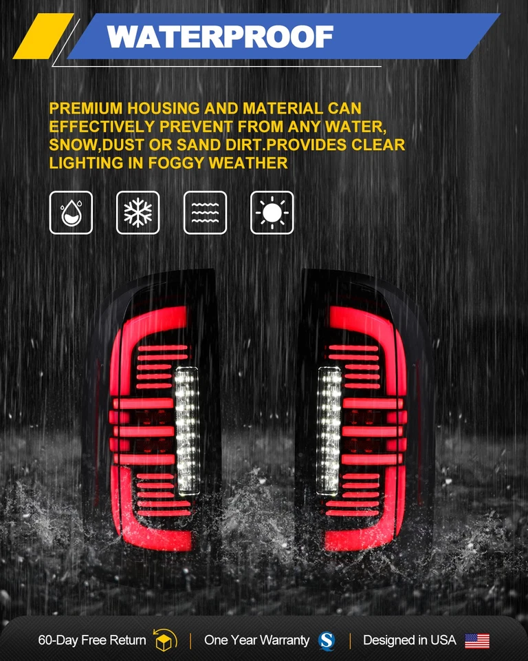 LH+RH w/Bulbs Tail Lights For GMC Canyon Pickup 2015-2022 Rear Brake Taillamps - Image 4 of 4