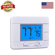 User-Friendly Non-Programmable Thermostat for 1 Heat/1 Cool Systems - Blue LCD