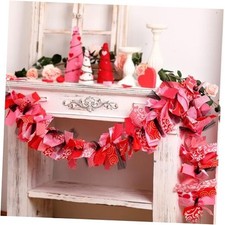 70" Valentines Garland Valentine's Day Decorations Fabric Heart Garland Red