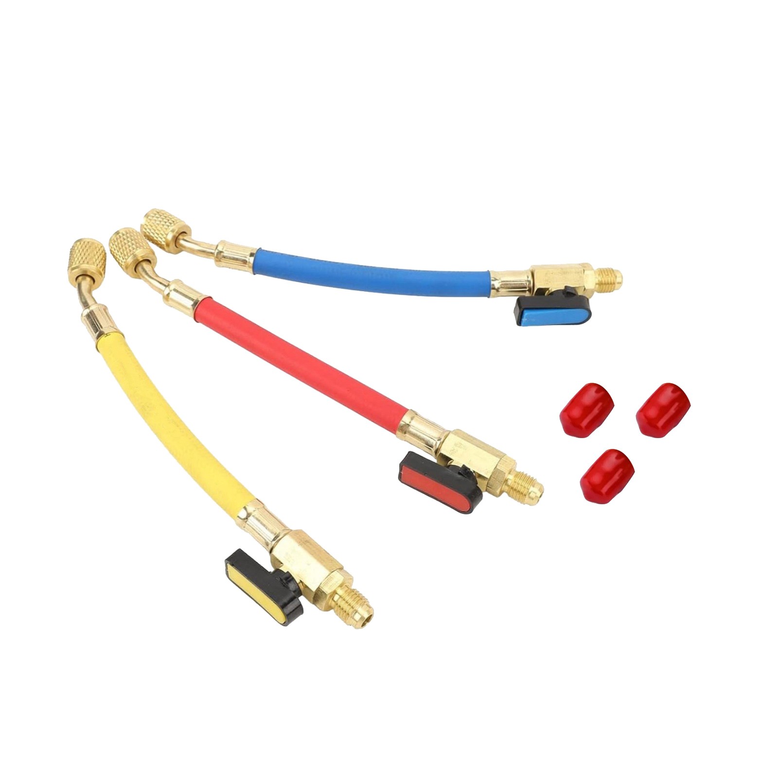 For R134A R410A R22 Refrigerants 1/4" SAE Ball Valves Hose Great Compatibility