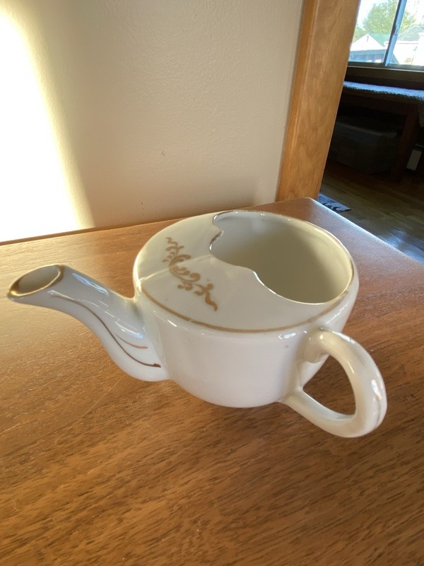 Vintage Invalid Feeder Infant Feeder Gold Trim  Unbranded