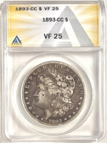 1893 CC Morgan Silver Dollar ANACS VF-25