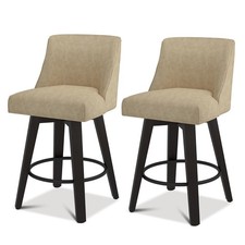 Swivel Counter Stools Set of 2, Leather Fabric Upholstered Counter Height Bar...