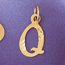 Initial Q Charm Pendant 14k Gold 0.8 Grams 