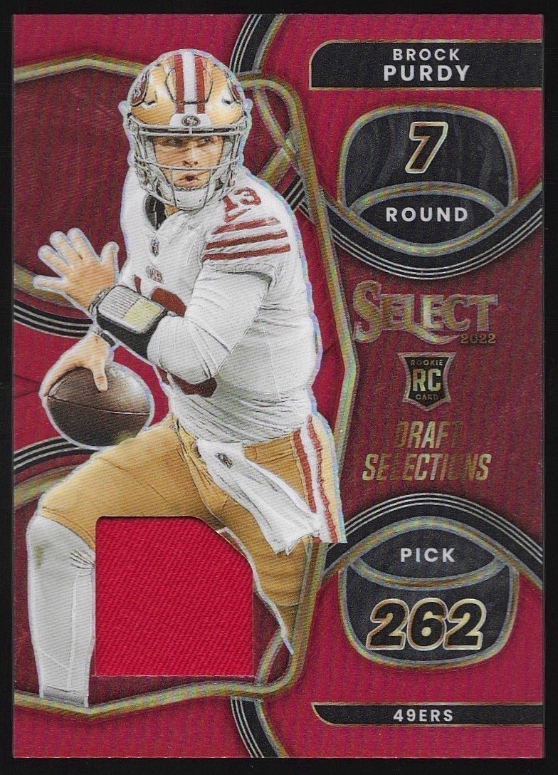 2022 Panini Select - Draft Selections Memorabilia Brock Purdy #DS24 Red Prizm RC