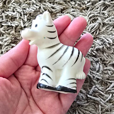 Small  Zebra Animal Figurine - White with Black Stripes