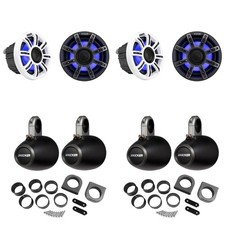 Kicker Premium Marine 6.5 51MSC65 2 Pair  With 12KMTES Black Enclosures UTV...