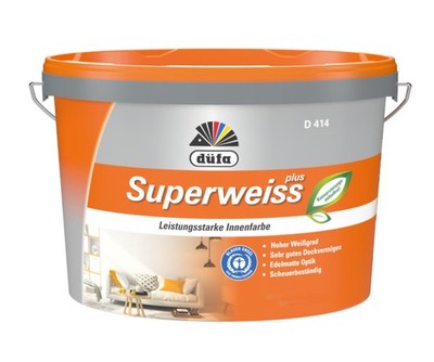 düfa D414 Superweiss Plus Innenfarbe konservierungsfrei Gebinde 2,5L 5L 10L Weiß