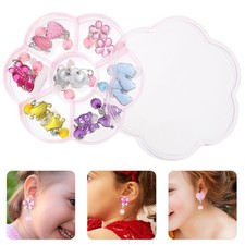 Box Colorful Cartoon Kids Ear Clip Girls Clip On Earrings Children Fashion Gift