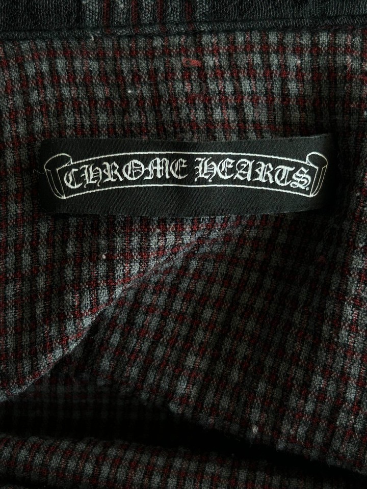 Chrome Hearts Red & Black Leather Cross Patch Flannel | eBay