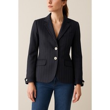 Vintage Sonia Bogner Navy Blazer Pinstripes Fitted Jacket Size 8 Single 38