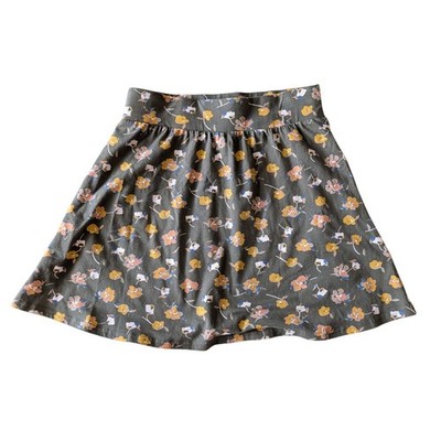Pact NWT Organic Cotton Floral Mini Skirt Olive Green Yello  Pocket Skater- XS