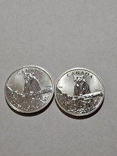 Lot of 2, 2012 Canadian Cougar Coin, 1 oz, $5, 9999 FINE SILVER, MILK SPOTTING 