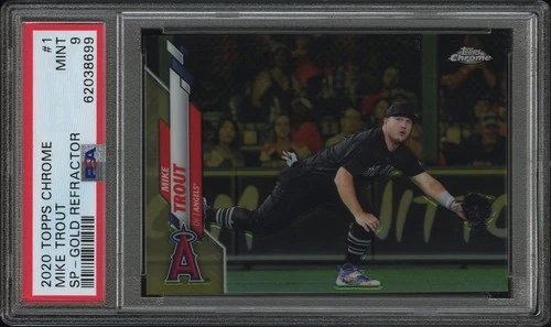2020 TOPPS CHROME #1 MIKE TROUT SP-GOLD REFRACTOR #/50 PSA 9 Image Variation