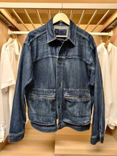 G-STAR RAW COAT LARGE BLU DENIM UTILITY COACH JACKET UOMO CHIUSURA A POPPER