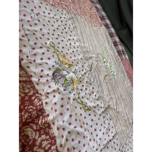 Vintage JC Penny Home Collection King Size Quilt Farmhouse Cottage Velvet Red - Picture 11 of 23