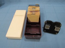 Sawyer View-Master 42 Reels 12 Dividers Bakelite Box Light Vtg Set 1950S