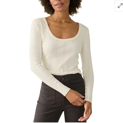 Faherty Pacific Pointell Scoop Neck Long Sleeve Top Size XL NWT's | eBay