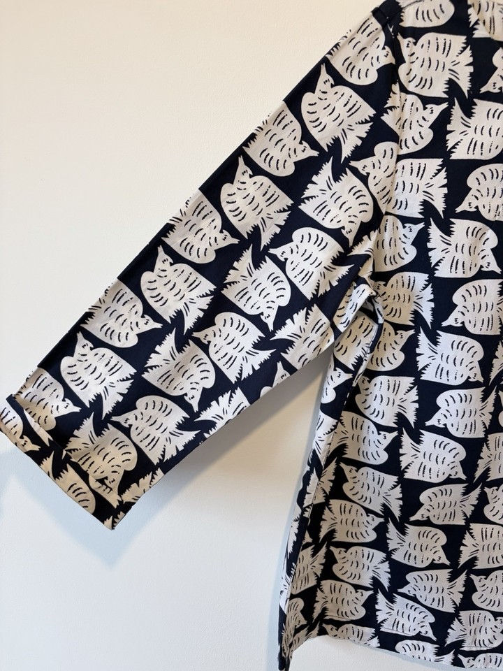 White Stuff Navy Blue & White Fish Print 100% Cotton Top - Size 16 ...
