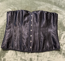 Black Corset Front Busk Back Lace up 5x Waist Size 18-20 Hips 48-50” Boned Goth