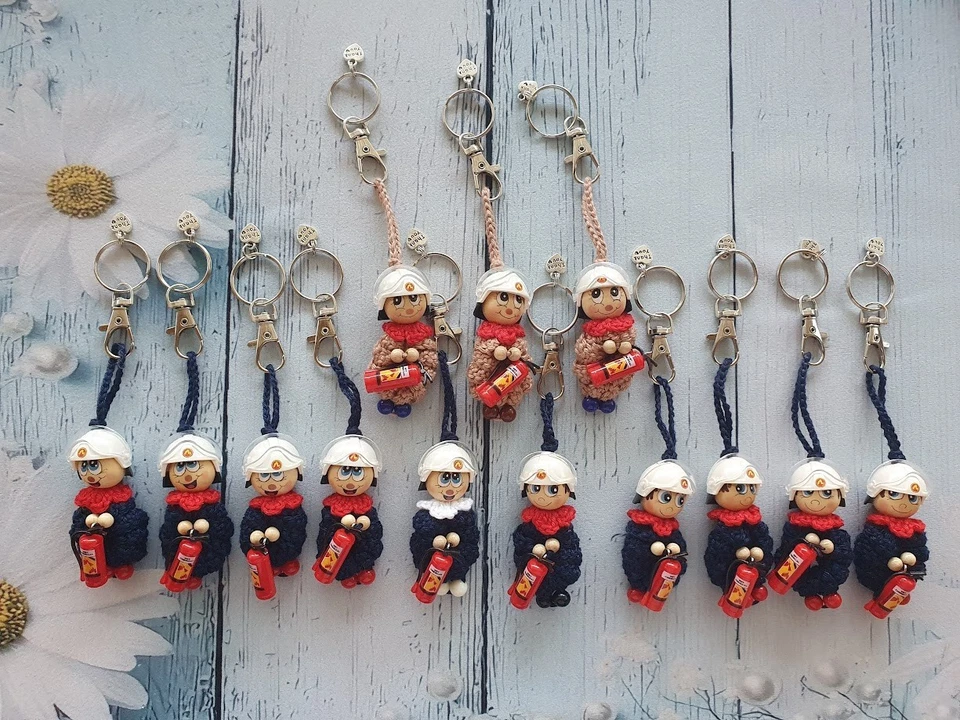 🚒Feuerwehr Glückswürmchen🧯 Sorgenwürmchen,👩‍🚒Schlüsselanhänger,Glücksbringer