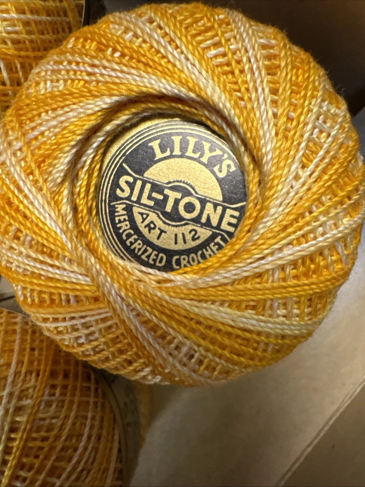 Lot Of 8 Lily Sil-Tone Crochet Cotton Art 112 Yellow - Image 3 of 4