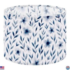 Boho Drum Lamp Shades - 11"x11"x8.9" Watercolor Floral Natural Linen Replacement