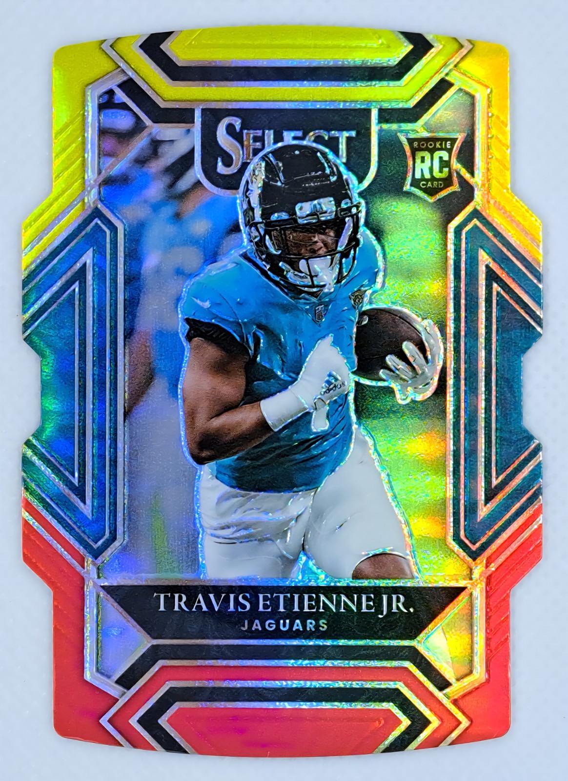 Travis Etienne Jr 2021 Panini Select Yellow & Red Prizm Die Cut RC Jaguars #254