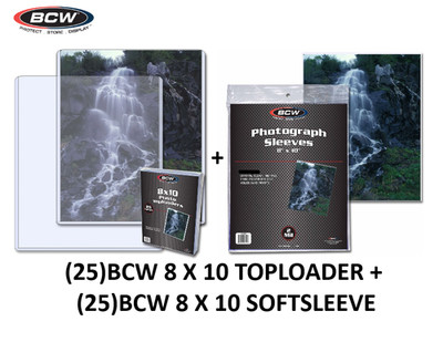 BCW (New) 25ct - 8 X 10 Top Loader & Soft Sleeve - For Vintage Photos & Prints