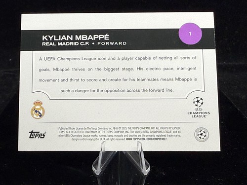 2024/25 Topps UCC Flagship Kylian Mbappé Real Madrid C.F. Rain Drops #1 - Picture 2 of 3