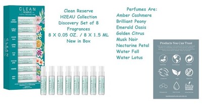 Clean Reserve H2EAU Discovery Collection 8 X 0.05 OZ. Fragrances 8 X 0.05 OZ NIB
