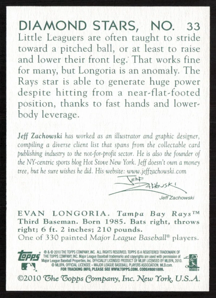 2010 Topps National Chicle Evan Longoria #33 Tampa Bay Rays - Image 2 of 2